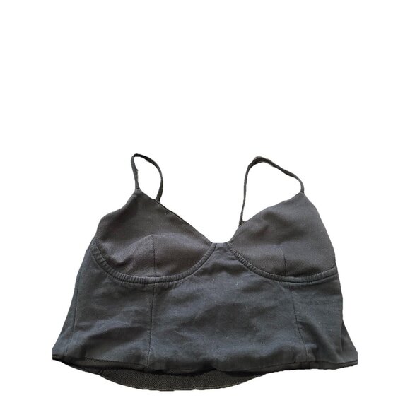 Zara Y2K Corset Bra Crop Black Top Size M Spaghetti Strap Ruched Back Gothic - Picture 3 of 9